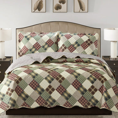 Jennifer 3 Piece Quilt Set - Brown